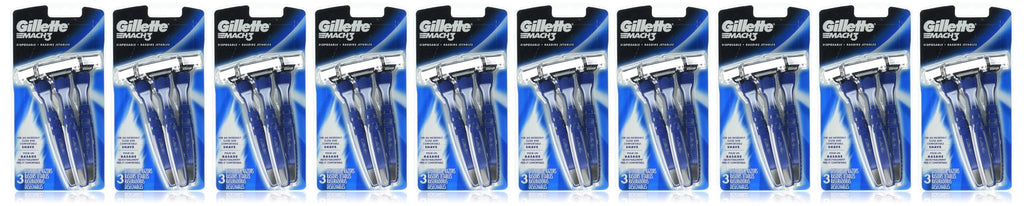 Gillette Mach3 Men’s Disposable Razors, 3 Count - Case of 12