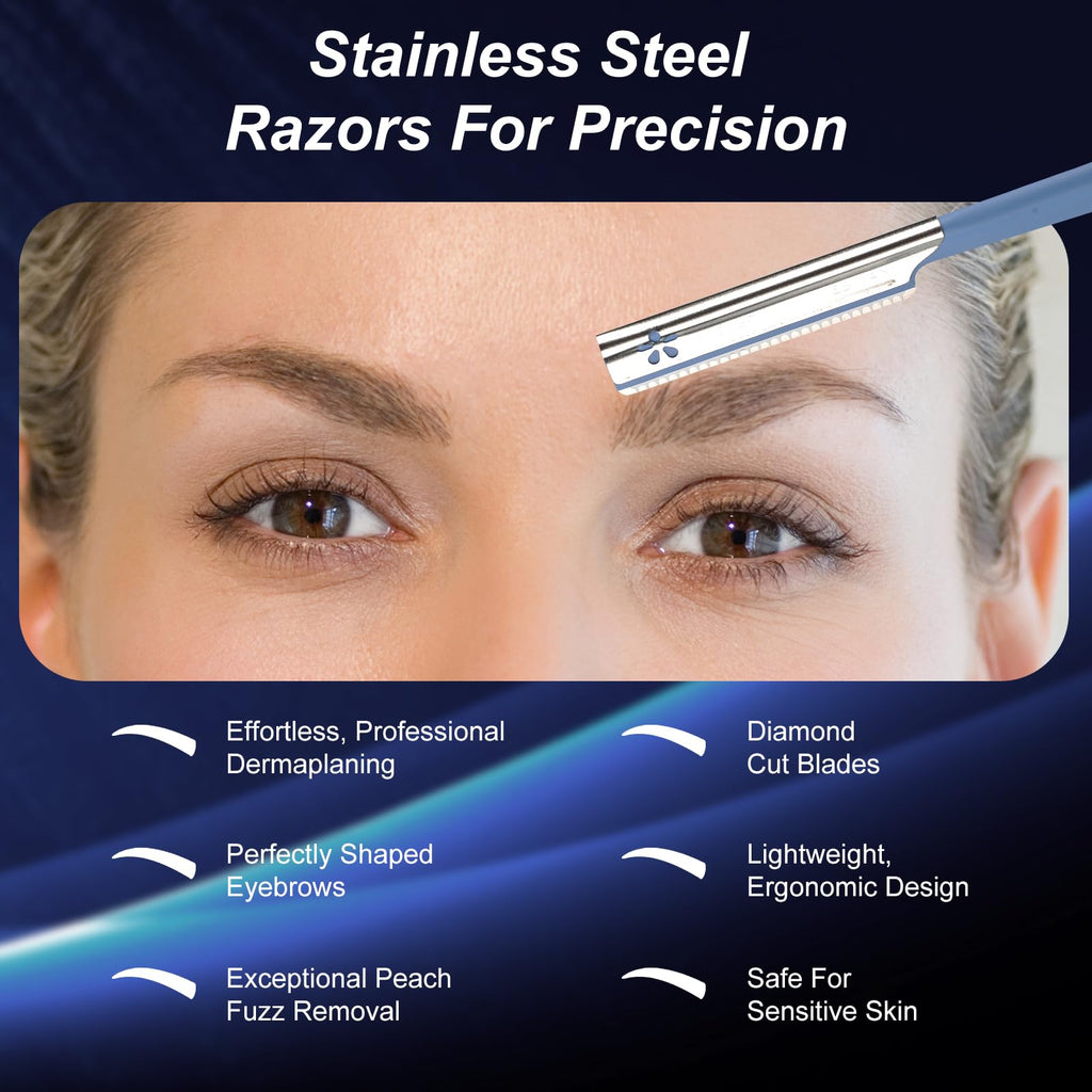 Women Facial Razor for Hair Removal - Dermaplaning Tool Peach Fuzz Trimmer Womens Fine Hair Remover Eyebrow Razors and Dermaplane Face Shavers Women's Exfoliating for Sensitive Skin Essential Travel