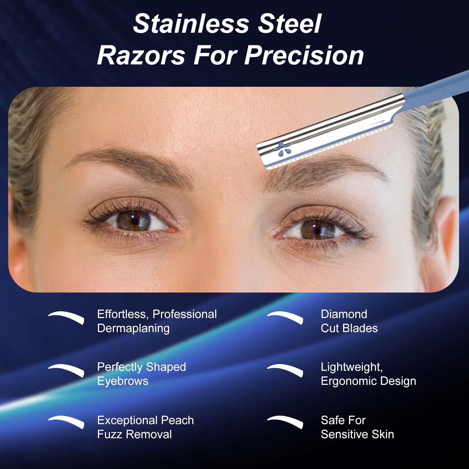Women Facial Razor for Hair Removal - Dermaplaning Tool Peach Fuzz Trimmer Womens Fine Hair Remover Eyebrow Razors and Dermaplane Face Shavers Women's Exfoliating for Sensitive Skin Essential Travel