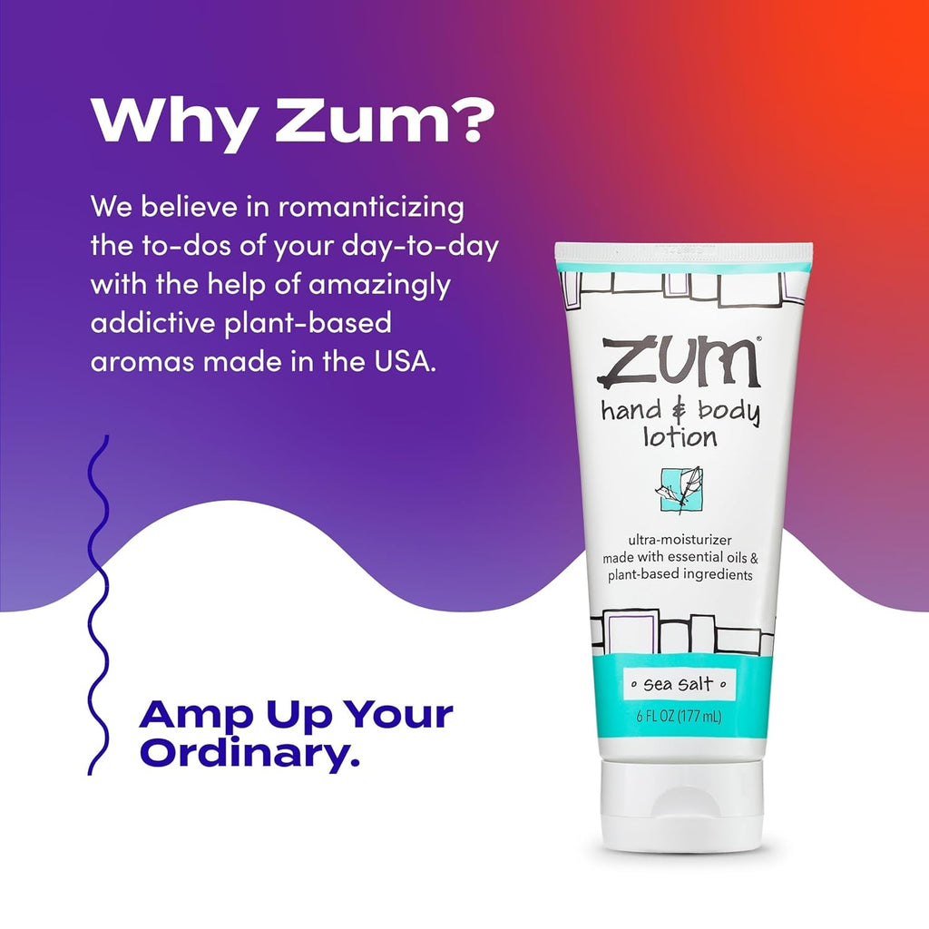 Zum Indigo Wild Hand & Body Lotion - Natural Moisturizer with Shea Butter & Jojoba Oil - Sea Salt Scent | 6 fl oz (2 Pack)