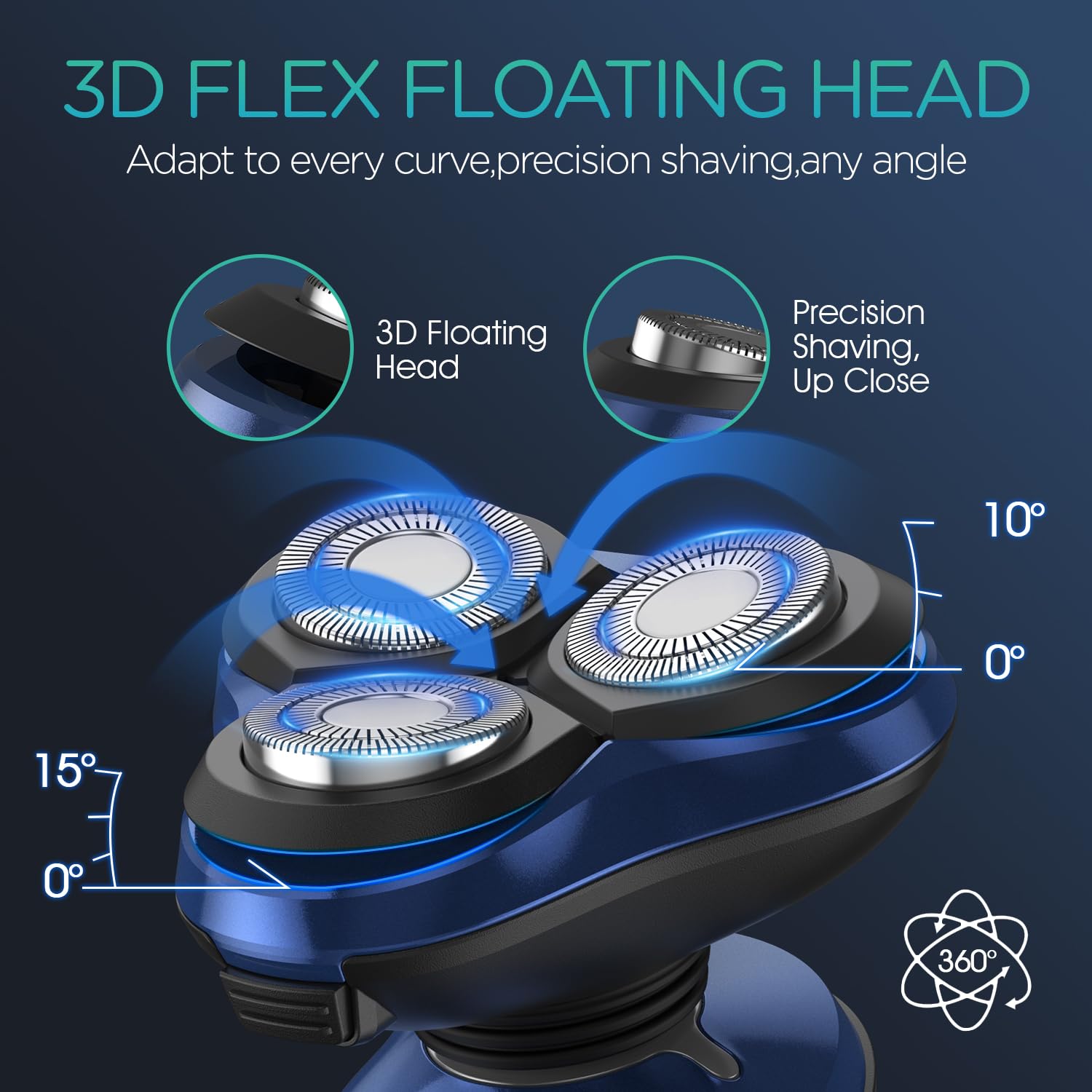 VOYOR Electric Razor for Men Cordless Shavers for Shaving with face sideburn Nose Ear Hair Rechargeable Wet Dry Waterproof TX410 New (New Version-Blue)