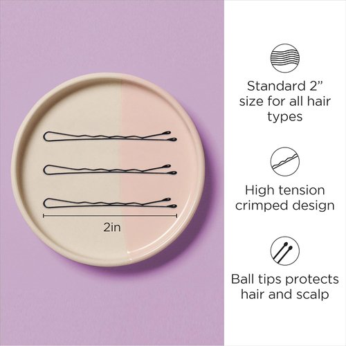 Diane Bobby Pins - 2" Black Hair Pins | 1 Lb. Pack (Approx. 600 Pins) for All-Day Hold