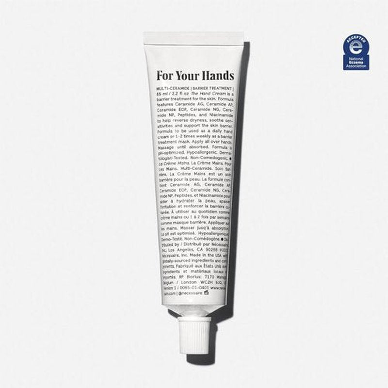 Nécessaire Hand Cream - Fragrance-Free, Fast-Absorbing Formula with 5 Ceramides & Peptides | 2.2 fl oz