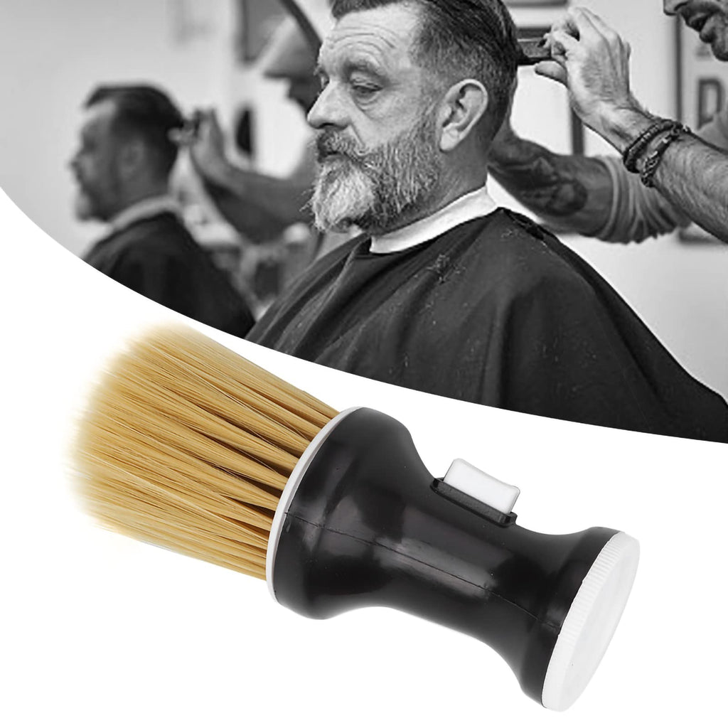 Chazcool Neck Duster with Powder Dispenser, Haircutting Cleaning Brush for Neckline and Ears, Soft Barber Powder Brush, Skin Friendly, Non Slip, Lightweight, Portable, Black