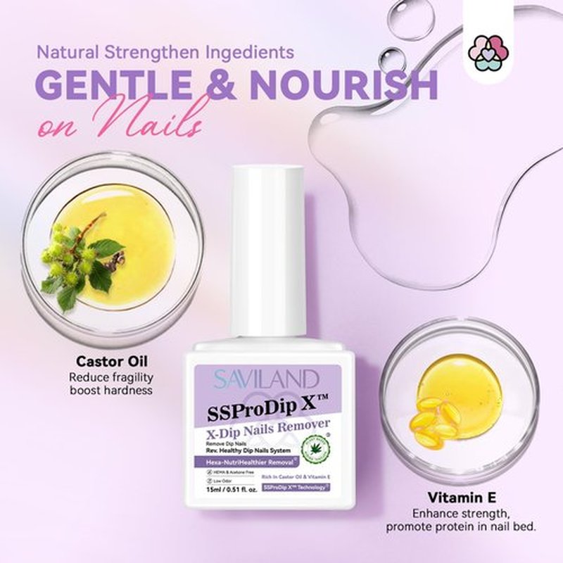 SAVILAND Dip Powder Remover 2 Pcs: Professional Dip Nail Remover Kit Gentle & Safe Remove Dip Nails With Cuticle Oil Nail File Tools No Need Soaking Or Wrapping 0.5 Floz Home Use