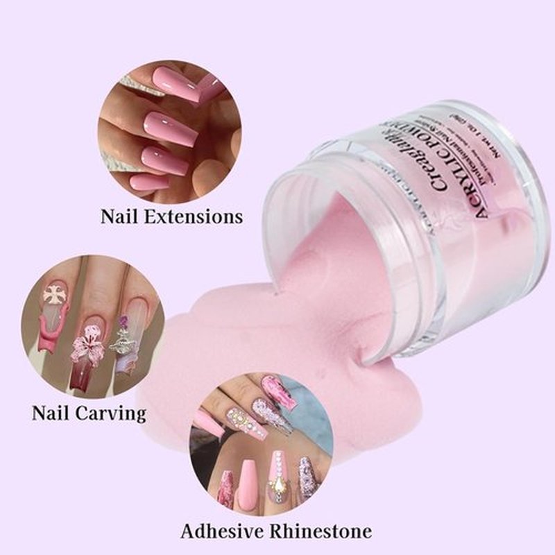 Creaglam Super Nail Acrylic Powder - 3 Pcs 28g Cover Pink Polymer for 3D Art & French Extensions - No Lamp Needed