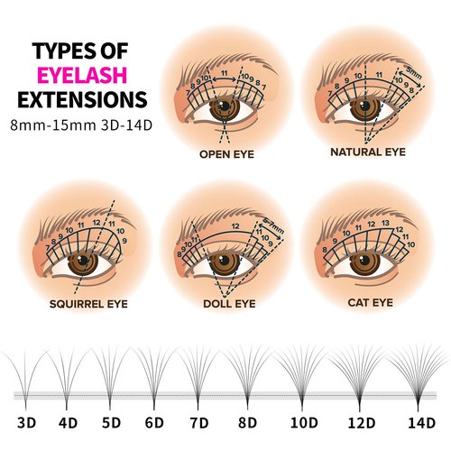 Pro Fairy Premade Fans Lashes 3D 4D 5D 6D Voleme Lash Extensions Pre Made Fans Eyelash Extension Mixed 8-15mm Thickness 0.07 Curl C/D (4D 0.07 D Mix)