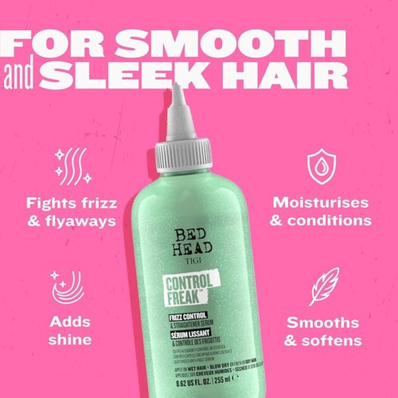 TIGI Bed Head Control Freak Frizz Control & Straightener Serum - Soft, Frizz-Free Hair, 8.62 Oz Each