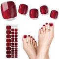 Semi Cured Gel Nail Strips – 32 Pcs Gel Pedicure Stickers - UV Nail Wraps for Toenails, Easy Application, Long Lasting, Salon Quality & UV Light Required - Red Wine P