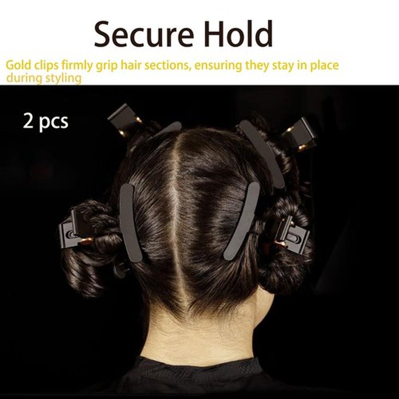 4 Pcs Gold Hair Clips Sectioning and Styling Clips for Dyson Airwrap Hair Dryer Styling Essentials, 2 Wide Hair Clips & 2 Anti-Slip Grip
