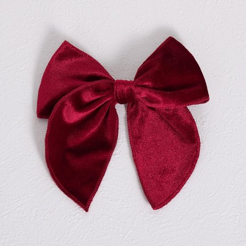 Dark Red Velvet Ribbon Hair Bows 2PCS 5inch Soft Burgundy Velvet Fable Bow Alligator Clips for Toddler Teen School Girls Kids Baby Christmas Ponytail Knot Bows Hair Accessories Gift