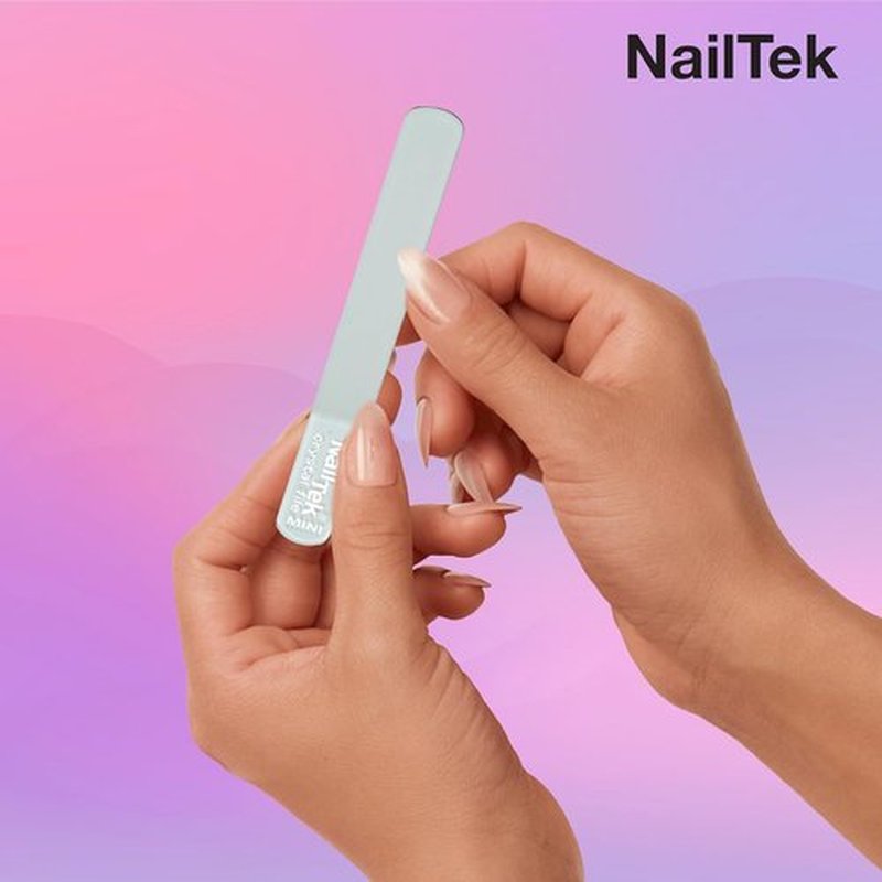 Nail Tek Crystal File - Durable Glass Nail File with Case | Travel-Friendly Mini 3" in Fuchsia