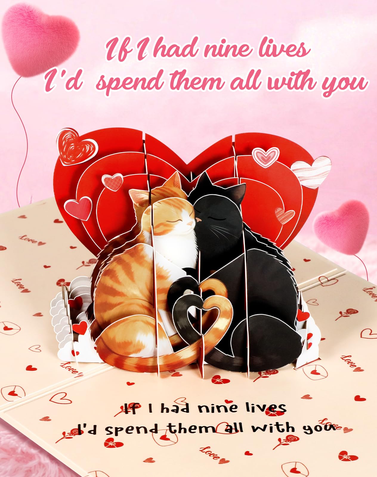 Coralogo Pop Up Anniversary Card - Cat Couple Theme 3D Romantic Anniversary Pop Up Card Cute Wedding, Birthday Thinking of You Cards with Envelope Gift for Cats Lover, Her, Him, Wife, Girlfriend, Boyfirend, Husband