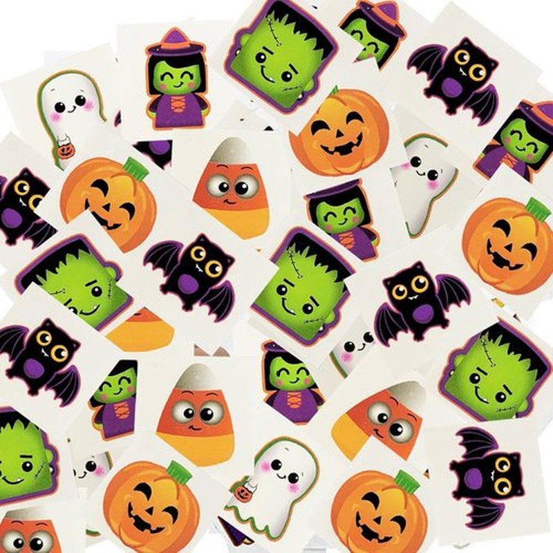 300 Halloween Temporary Tattoos in 6 Designs, Great For Birthday Party Favors, Classrooms, Favor & Goody Bags, And Party Supplies, 2" Inches Assorted