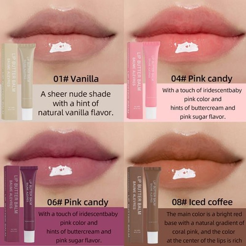 5 Colors Lip Butter Balm Hydrating Lip Gloss, High Shine Nude Colors Lipgloss, Lip Tint Finish Lip Glow Oil, Plumping Lip Gloss for Women