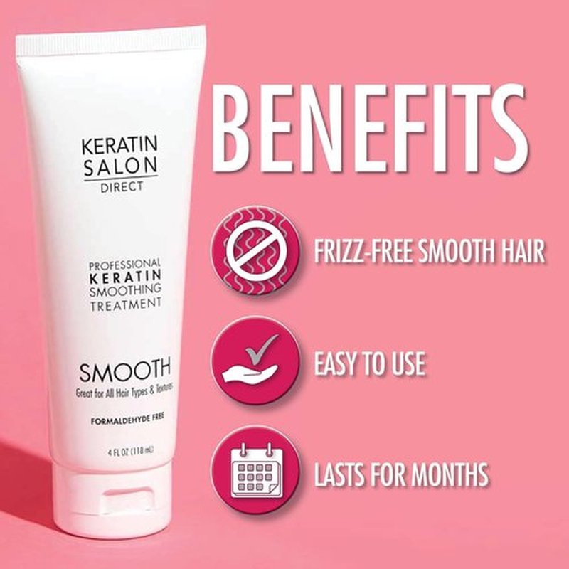 Keratin Salon Direct Keratin Hair Treatment - Frizz Control & Smoothing | 4 oz, Formaldehyde Free, Salon Quality
