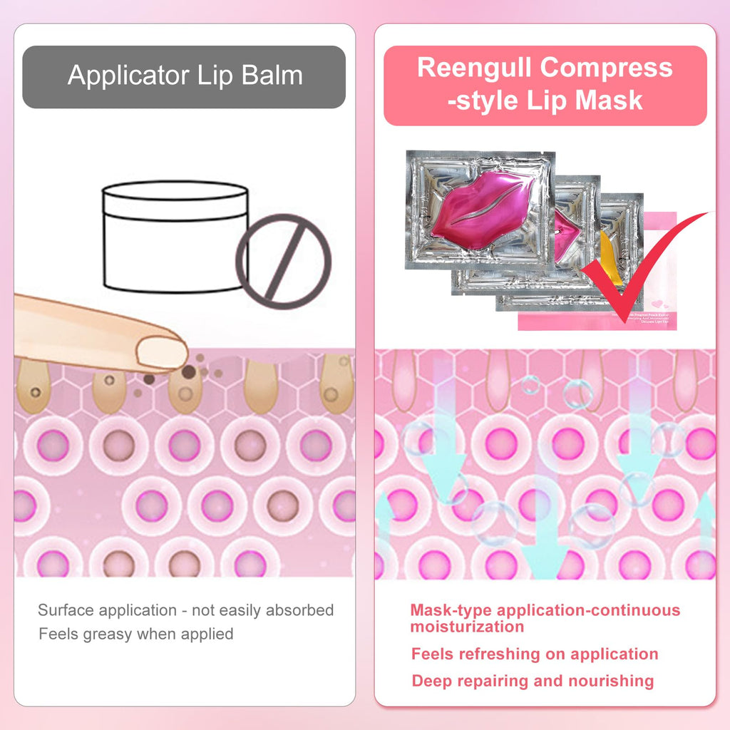 REENGULL Collagen Lip Mask Patches (30 Pairs), Hydrating Hydrogel Lip Treatment for Dry Lips, Plumping & Anti-Wrinkle Lip Care, Non-Slip Fit for Mothers Day Gifts,Teacher Appreciation Gifts