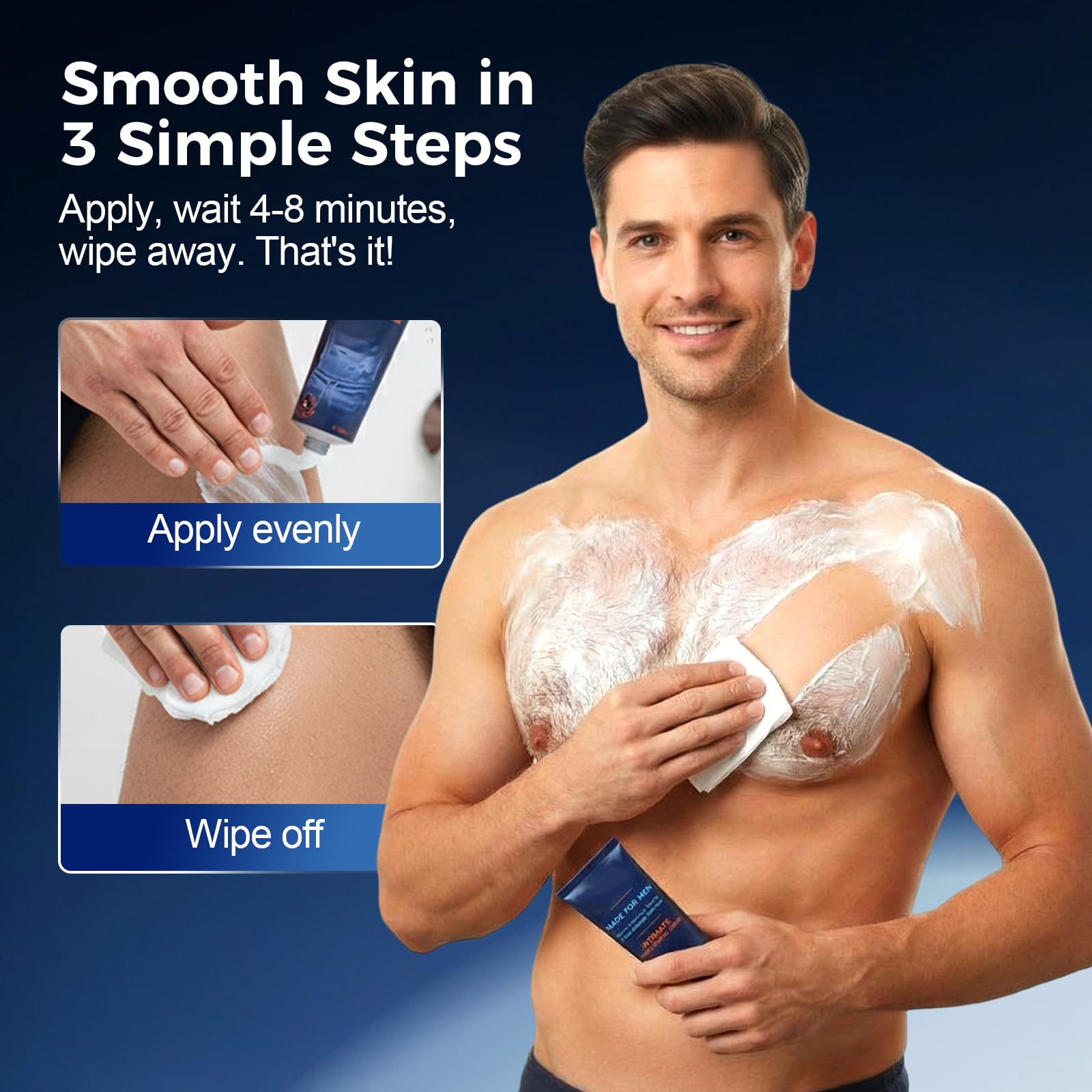 Fast-Acting Body Hair Removal Cream for Men, 2026 New Men’s Hair Removal Cream for Full Body and Intimate Areas, Moisturizing Soothing Painless Depilatory Cream for Male Grooming (1, One Size)