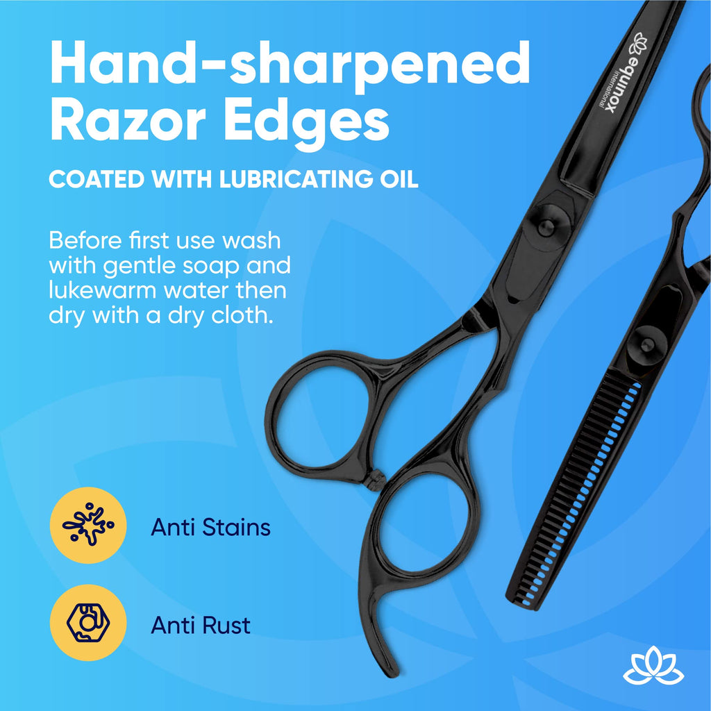 Equinox Professional Scissors Set - Barber & Thinning Shears for Hair Cutting & Grooming, Premium Japanese Stainless Steel, Barber Accessories & Tools