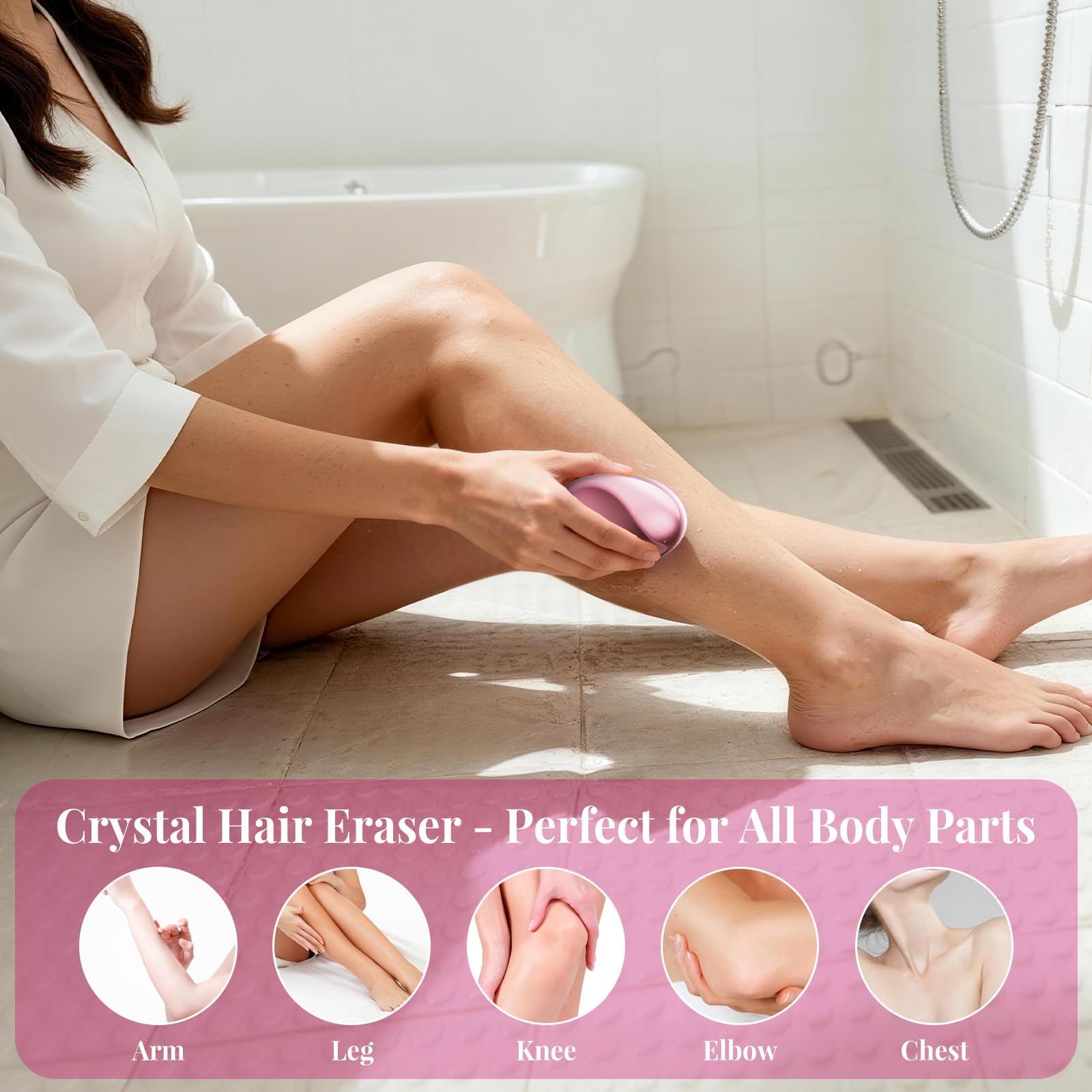 Zixsavk Crystal Hair Eraser for Women and Men, Reusable Crystal Hair Remover Magic Painless Exfoliation Hair Removal Tool, Magic Hair Eraser Device for Back Arms Legs (Grapefruit Pink)