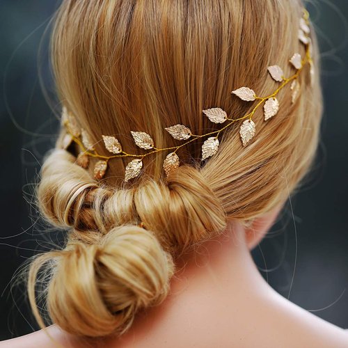JAKAWIN Gold Wedding Hair Vine Leaf Bride Hair Piece Accessories for Women HV179 (Gold)