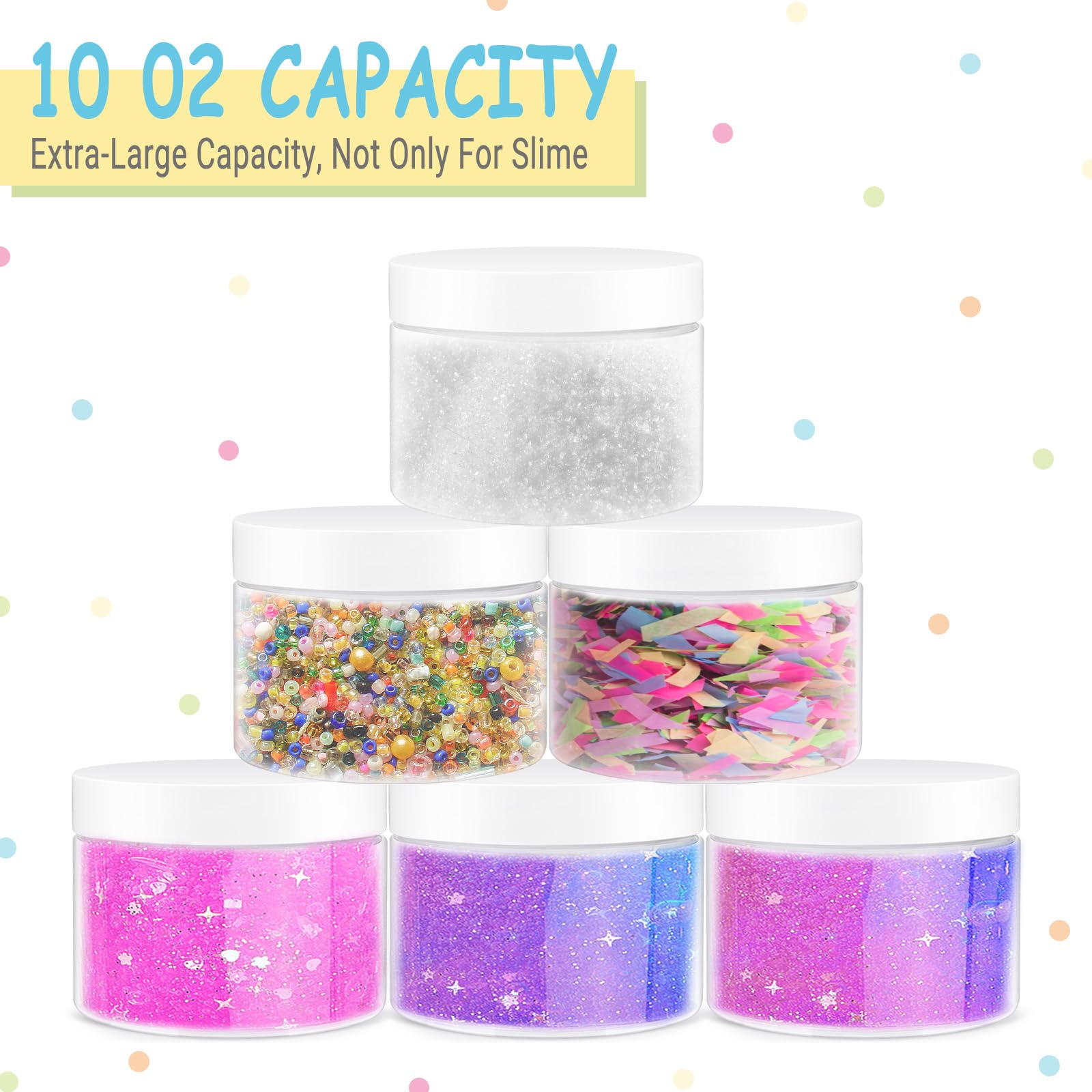 Opret 12 Pack 10oz Empty Slime Containers, Large Plastic Slime Jars with Lids and Labels Clear Storage Organizers for Slime Making, Food and Beauty Products, BPA Free