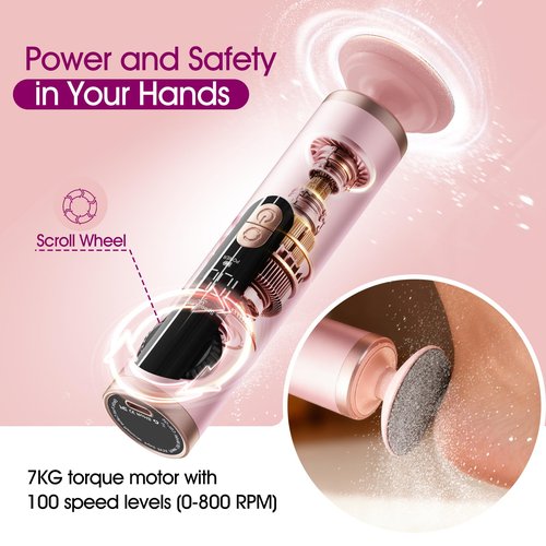 Electric Foot Callus Remover for Dry Foot Skin, Pedicure Tools for Feet with Powerful Motor for Dead Skin & Cracked Heel,Electric Foot File with 2 Detachable Discs