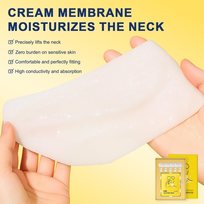 Z:SEA Collagen Cream Neck Mask & 98% Real Gold Serum Set – 2-Step Anti-Aging for Crepey Skin & Tech Neck, Firming, Lifting, Brightening, Hydrating, Smooth Fine Lines, 11 Peptides, Hyaluronic Acid, 5Ct