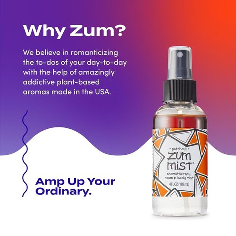 Indigo Wild Zum Mist Room & Body Spray - Aromatherapy Essential Oil - Patchouli Scent - 4 Fl Oz