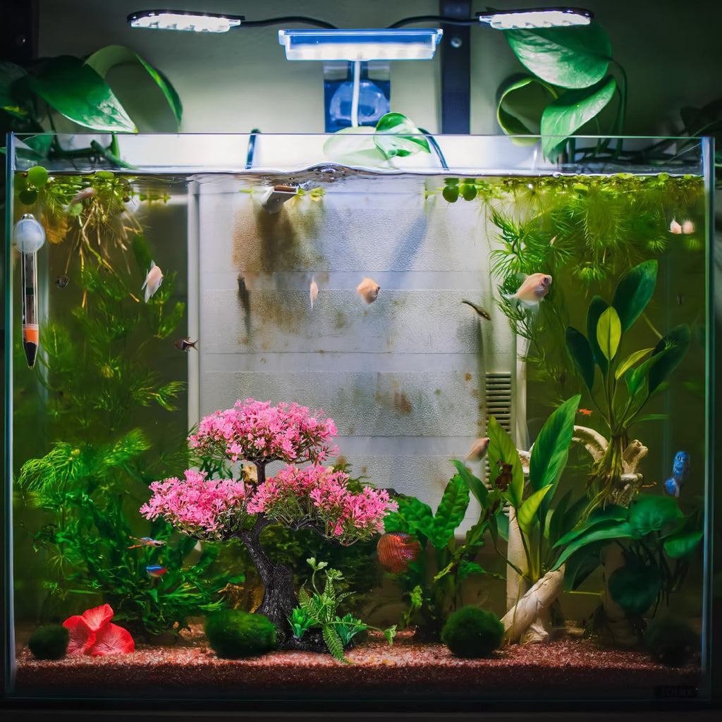 Didiseaon Aquarium Decor Artificial Plants Tree Set 11.4 Inch Plastic Plants for 10-55 Gallon Fish Tank Decoration Pink Simulation Aquarium Tree Betta Fish Bowl Ornaments Home Office Decor