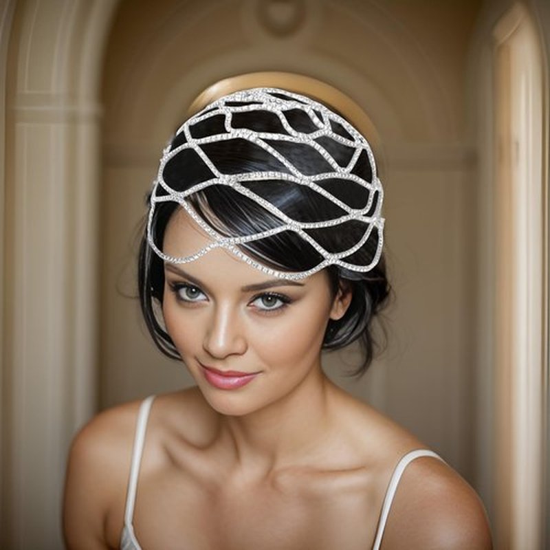 CROWN GUIDE 1920s Flapper Accessories for Women Roaring 20s Great Gatsby Headband Rhinestone Headpiece Wedding Hair Pieces for Brides Silver