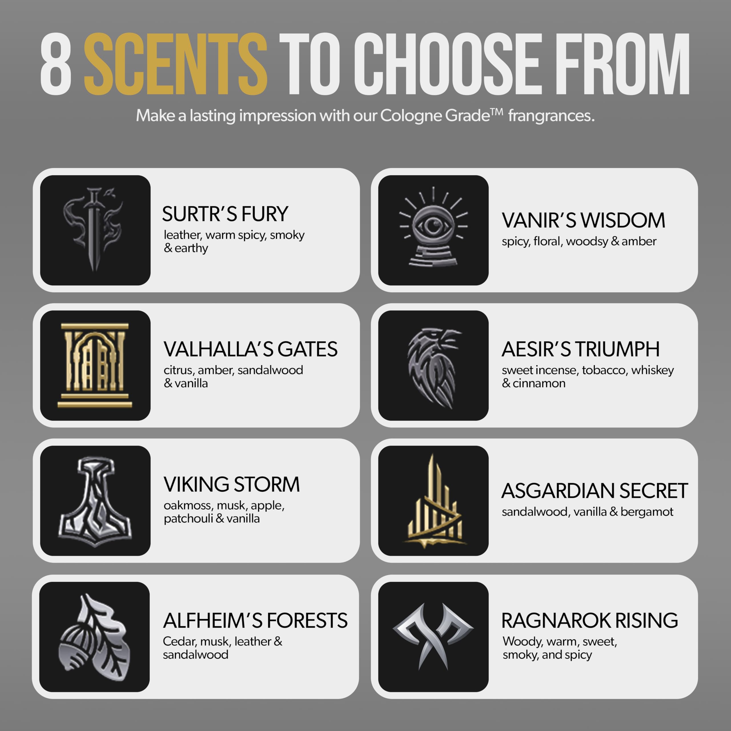 Concentrated Cologne for Men by Beard Struggle - 6x More Longer Than Traditional Colognes - Gold Collection - Valhalla's Gates - Mens Cologne, 15 mL / 0.5 US. fl. oz. Glass Roller Bottle