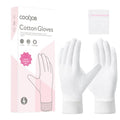COOLJOB 4 Pairs Soft Moisturizing Cotton Gloves Set with Stretch Elastic Cuff, Overnight Lotion Sleeping Gloves for Dry Hands, Eczema Skin, Beauty Women SPA Essentials, Medium, White
