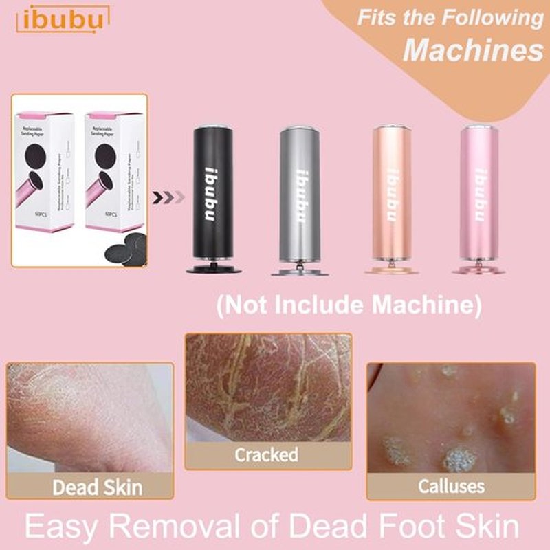 ibubu 120 Pieces Replacement Sandpaper Pad Disks Discs for Professional Electric Foot File Callus Remover Machine Foot Hard Dead Skin Removal (Super Smooth 180 Grit)