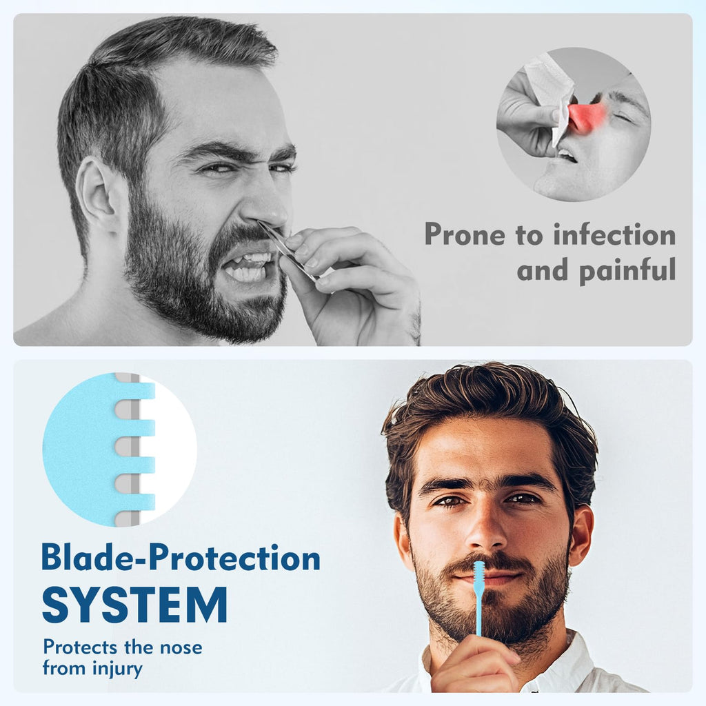 CNTVO 10 Pcs Nasal Hair Cutter, 2-in-1 Double Sided Nose Hair Trimmer, 360° Rotating Manual Nose Hair Trimmer for Men and Women, Portable Professional Nasal Remover for Home Travel Essentials
