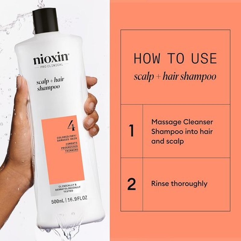 Nioxin System 4 Thickening Shampoo - Nourish & Boost Density for Colored, Dry, Damaged Hair | Niacinamide & Biotin