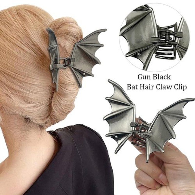 Parcce 3 Pieces Large Metal Spider Net Bat Hand Hair Claw Clips for Women and Girls Thick Long Hair, Gothic Decor Skeleton Spooky Hair Styling Accessories for Halloween Christmas Gifts