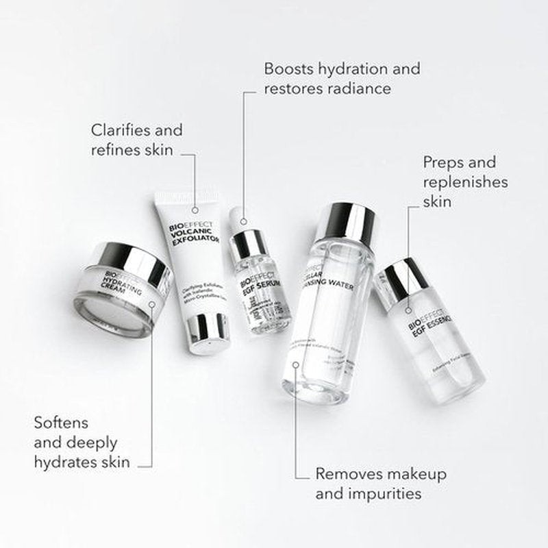 BIOEFFECT EGF Skincare Set - Age-Defying Travel Kit with Serum, Cream, Toner & Cleanser