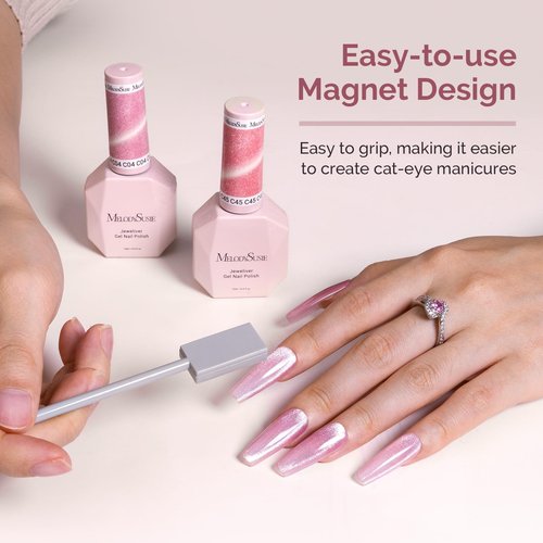 MelodySusie Nail Magnet Set 11PCS, Cat Eye Gel Nail Polish Magnets, Square Round Double Ended Magnet Stick, Cat Eye Magnet for Nails, Strong Magnetic Nail Polish Magnets Nail Design Tools