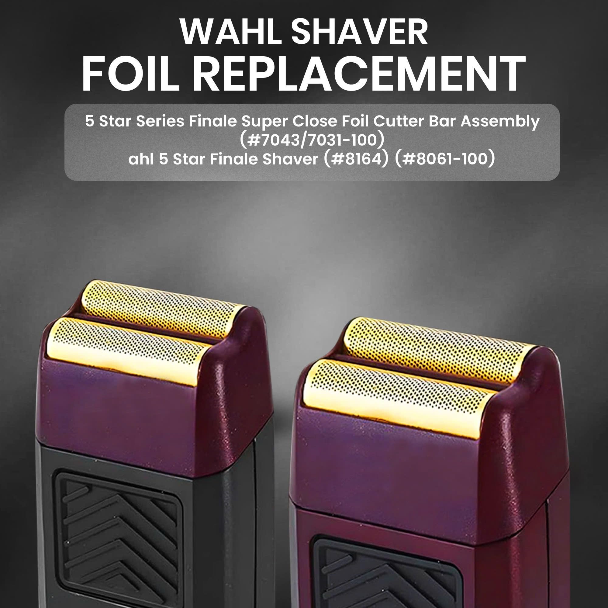2 Pack Replacement Foil and Cutter Assembly Compatible with Wahl 5 Star Shavers, Models 7031-100 7043-100 7031-200, Wahl Shaver Foil Replacement Ultra-Close Shave, Easy to Replace