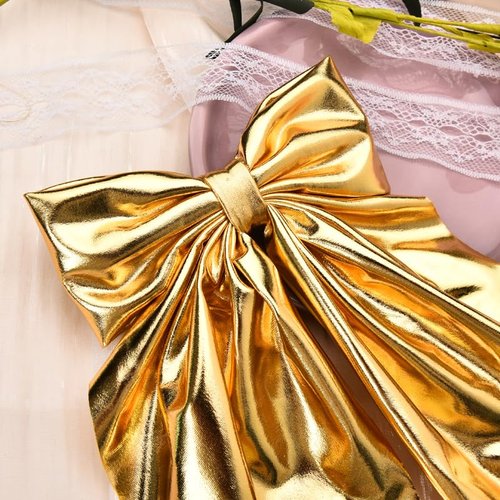 Gold Bow Hair Clips Accesories for Thick Thin Hair French Bow Clips for Bows Accessories for Women Long Ribbon Hair Bows Spring Snap Barrettes for Women Bowknot Clip Barrette
