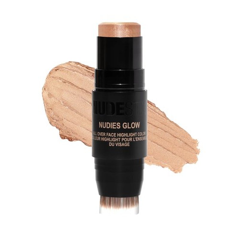 Nudestix Nudies Glow Highlighter Stick – Multi-Use Cream Highlighter for Cheeks, Eyes & Body with Built-In Brush | Dewy, Radiant Finish | Clean, Vegan & Travel-Friendly Makeup (Bubbly Bebe)