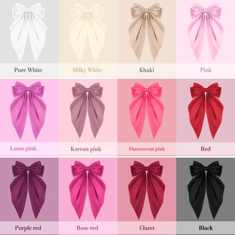 Hoteam 12 Pcs Silky Satin Oversized Hair Bows Bulk Big Hair Bows for Women Valentines Long Tail Large Bowknot Barrettes Galentines Barrettes Clips Ribbon Bow Accessories Gifts(Fresh)