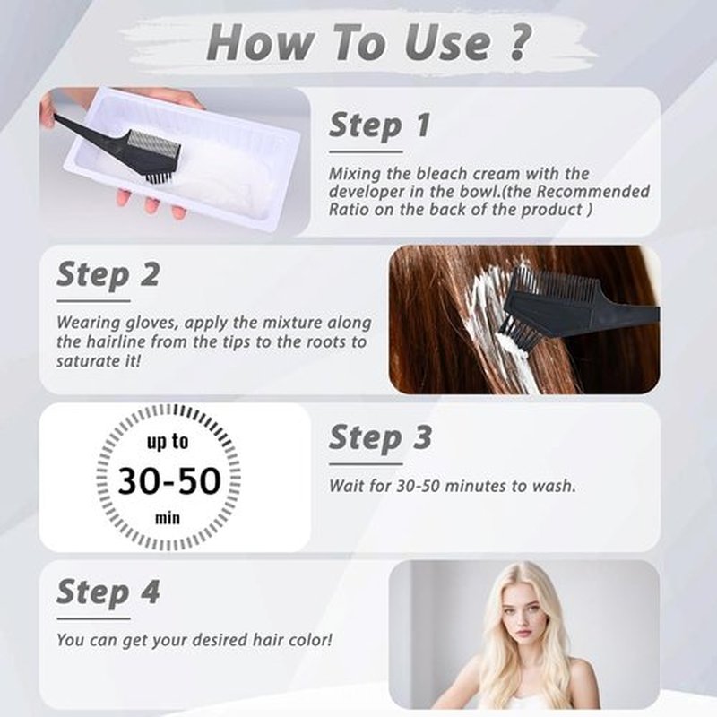 Skiennix Gentle Cream Hair Bleach Kit - Ammonia-Free, No-Drip Formula Lifts Up to 8 Levels