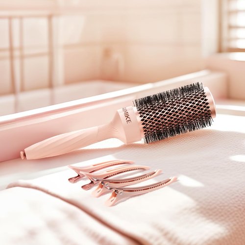 AIMIKE Round Brush for Blow Out, Rose Luxe Medium Round Hair Brush w/Nano Thermal Ceramic Tech, for Blow Drying & Styling Volumizing Shoulder Length Hair, with 4 Clips (Barrel 1.7", Bristle 2.5")