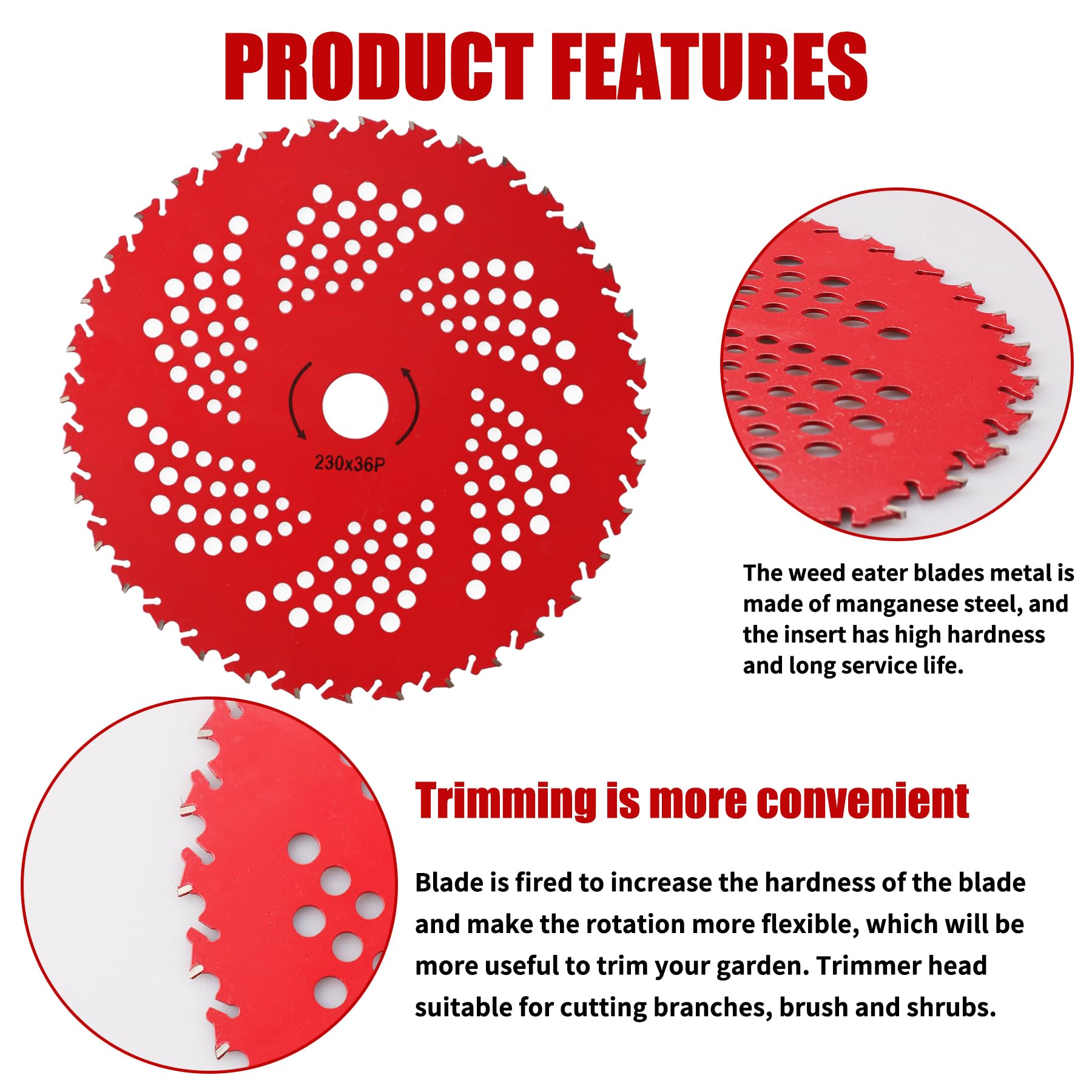 9" x 36 Teeth Carbide Tipped Blades & 9" x20T Carbon Steel Round Chainsaw Tooth Blades & 10" x 80T Brush Cutter Trimmer Blades with Adapter Kit