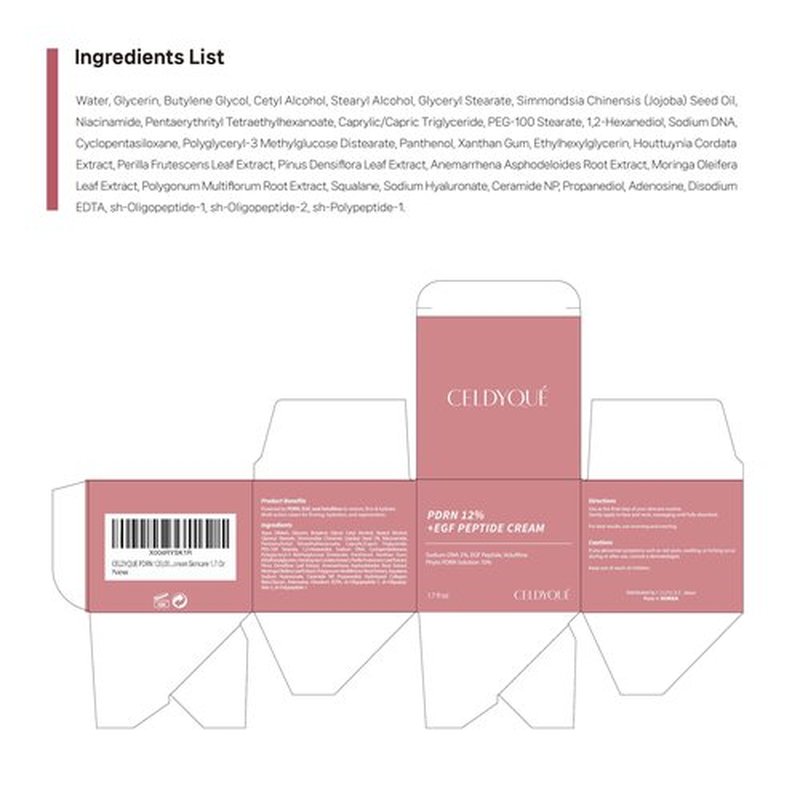 CELDYQUE PDRN 120,000 ppm EGF Peptide Cream – Volufiline & Salmon DNA + 12% Phyto PDRN – Post Microneedling Aftercare Anti-Aging Face Cream w/Niacinamide & Hyaluronic Acid 1.7 oz