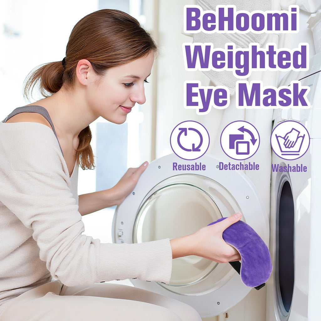 BeHoomi Heated Eye Mask, Weighted Sleep Mask Warm Compress for Eyes, Cooling Eye Mask for Sleeping, Reusable Eye Masks for Home, Office, Hot and Cold for Eye Relaxation, Gifts for Women (Purple)