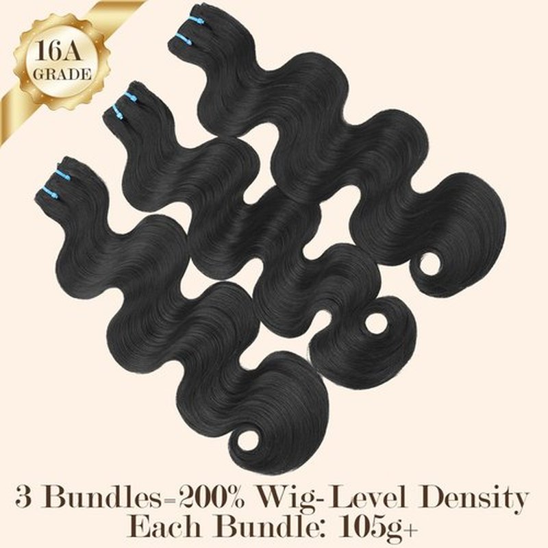 16A Body Wave Bundles Human Hair 100% Real Raw Human Hair Bundles Body Wave 20 Inch, No Tangle Shedding,Triple Lifespan Virgin Hair Extensions Thick Weave Reusable
