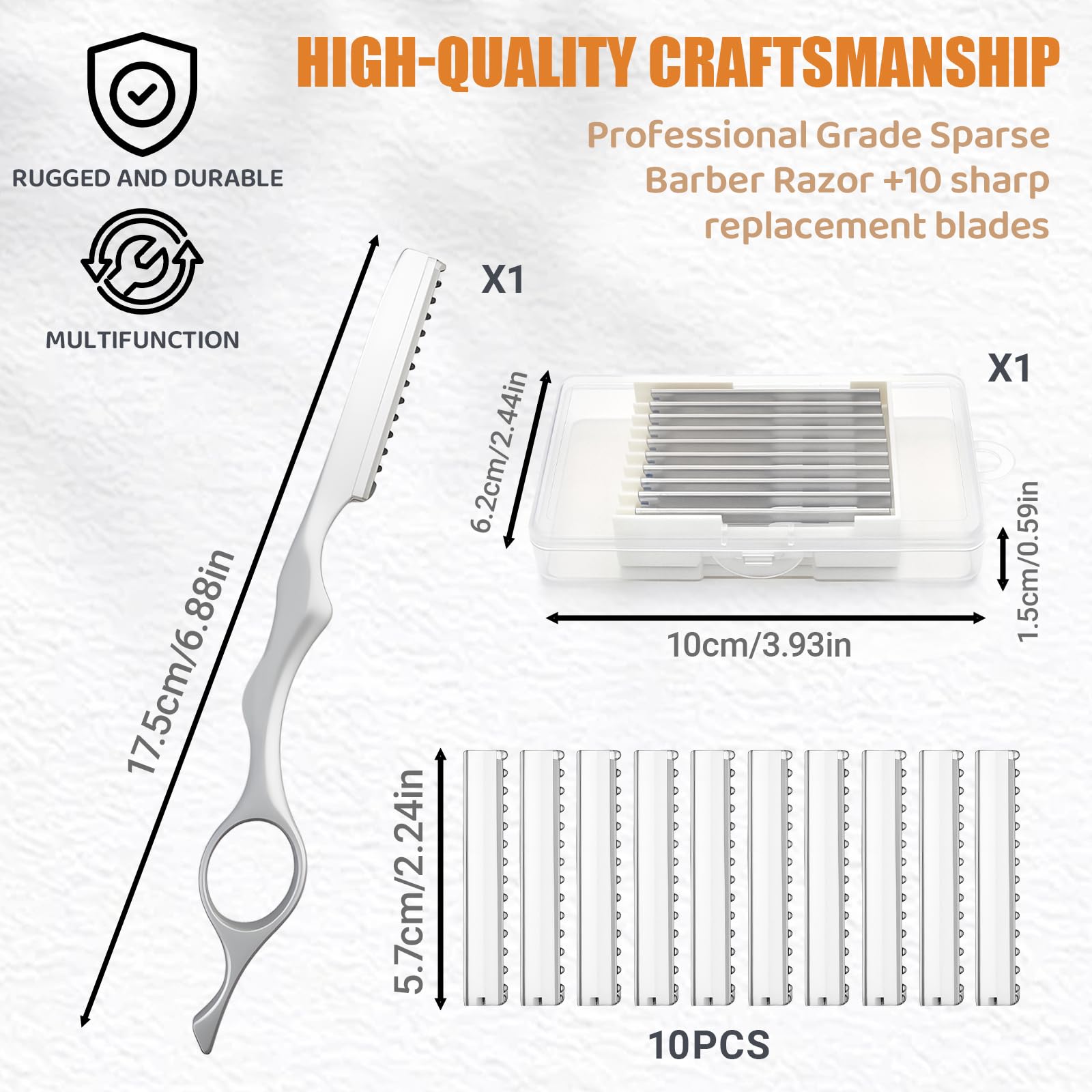 11 Pcs Hair Razors for Cutting Hair Set, Stainless Steel Hairs Thinning Styling Razors with 10 Replacement Blades, Professional Texturizing Hairs Razor Comb for Salon Styling Home Cutting Feathering